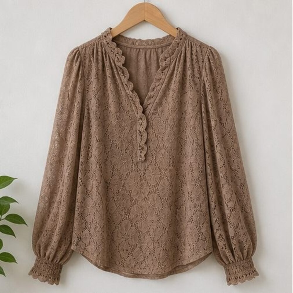 Taupe Smocked Top